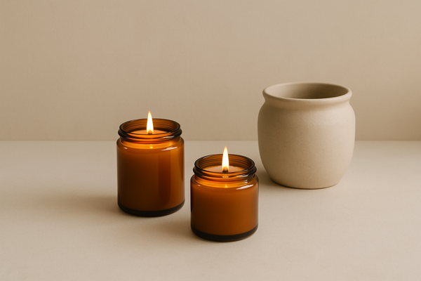 put the candles in amber glass jars